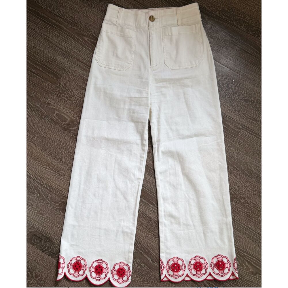 Anthropologie 'The Colette' Scallop-Hem Crop Wide-Leg Jeans by Maeve - size 27